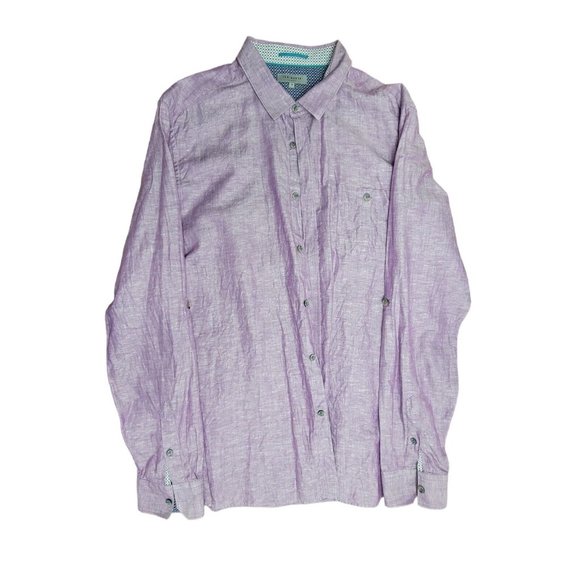 Ted Baker Men's Linnoo Linen Roll Up Shirt Modern Slim Pink Size 6 Button Front - Picture 1 of 4